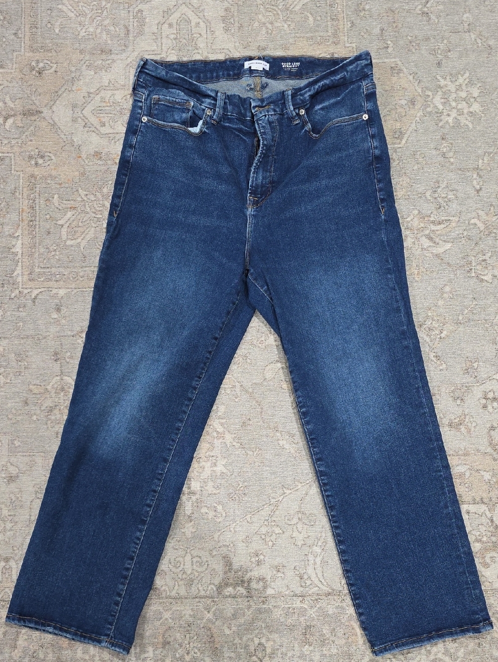 Good American Women's Always Fit Good Legs Steaight Dark Blue Jeans